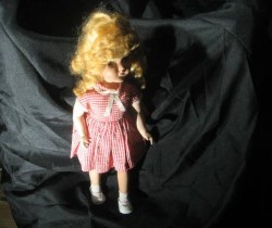 15'' 1950s HARD PLASTIC PMA BLONDE WALKER DOLL, ORIGINAL DRESS